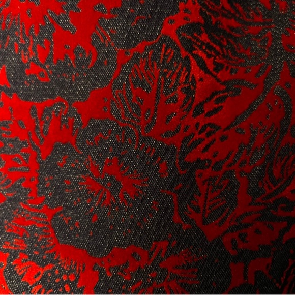 Julie Dorst sleeveles fit and flare red flocked navy denim dress size 4 - Picture 6 of 8